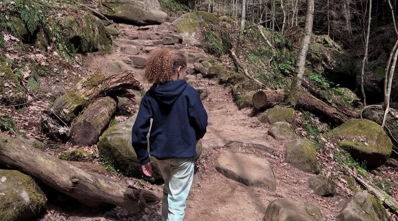 Pamela’s daughter, Jasmine on a recent hike in Hocking Hills. CONTRIBUTED