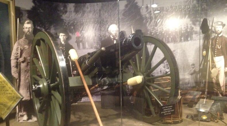 During the Battle of Lewisburg on May 23, 1862, the 44th Ohio Volunteer Infantry overran the Confederate artillery and captured this cannon, which had originally been stolen by Confederates from the U.S. Arsenal in Virginia at the start of the war. The triumphant 44th Ohio regiment that took it back had the piece shipped to Springfield and it fired a salute as they returned home. It was first placed on "Soldier's Mound" in Ferncliff Cemetery, but later found a home in front of Memorial Hall. Today it is fully restored (thanks to the Springfield High School Class of 1943) and stands on the second floor of the Heritage Center.
The Civil War cannon at the Heritage Center has a history that stretches back long before its capture at the 1862 Battle of Lewisburg. It’s believed that the 6-pounder was originally made by the Virginia Manufactory of Arms in Richmond, Virginia between 1809-1812. Recently, a researcher writing a history of the Virginia Manufactory came to get a closer look at the cannon. He compared the unique style of the cannon now in Springfield with two recovered from the Roanoke River at Ft. Branch in North Carolina and believes they are the only three surviving from that time period. (CONTRIBUTED)