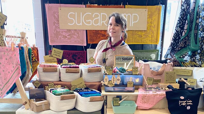 Val Smith started Sugar Camp 12 years ago, selling her own bandana designs and other goods with a positive message. “During the holidays I’ll do 3 or 4 events a month. I would describe them as indie craft pop-ups. I go to Columbus, Cincinnati, Toledo.”