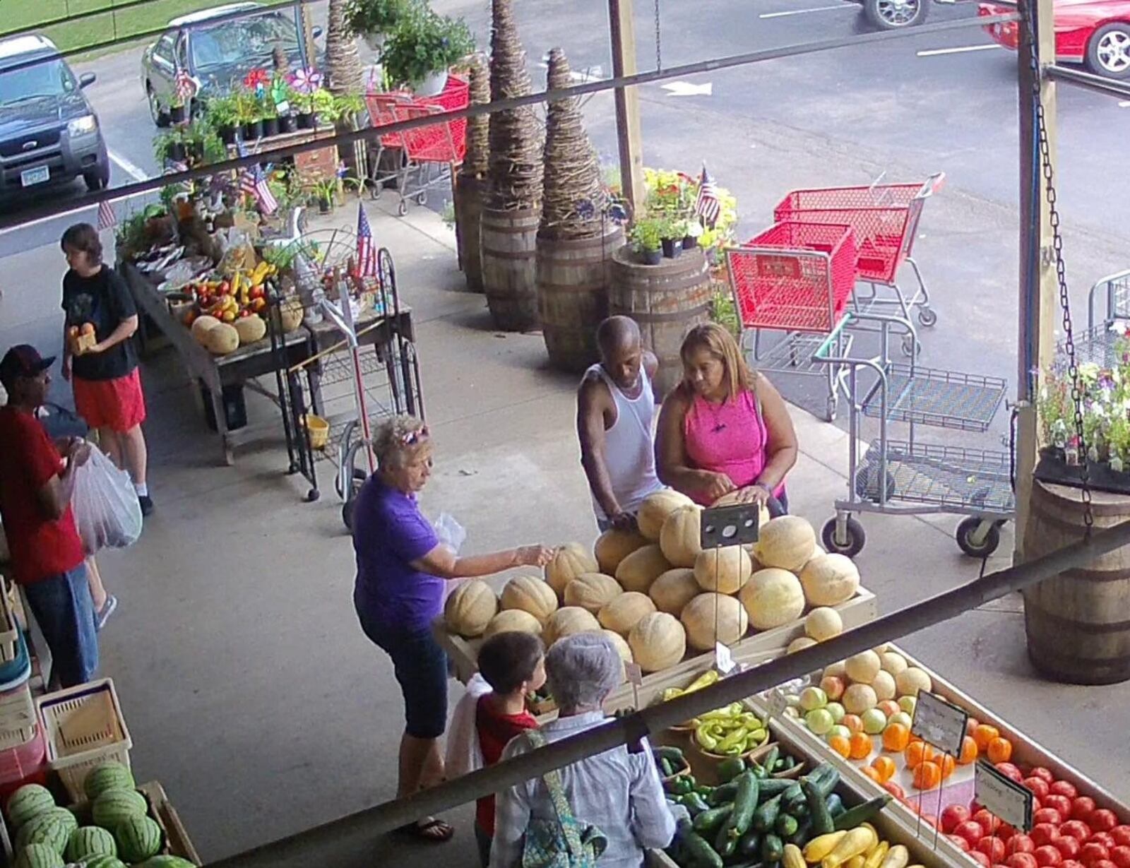 One of the suspects in the theft, Derek Leake-Bey is caught on one of Harmony Farm’s Market’s surveillance cameras. Leake-Bey and another suspect, Johnetta Stokes were arrested in Springfield on Sunday. CONTRIBUTED.