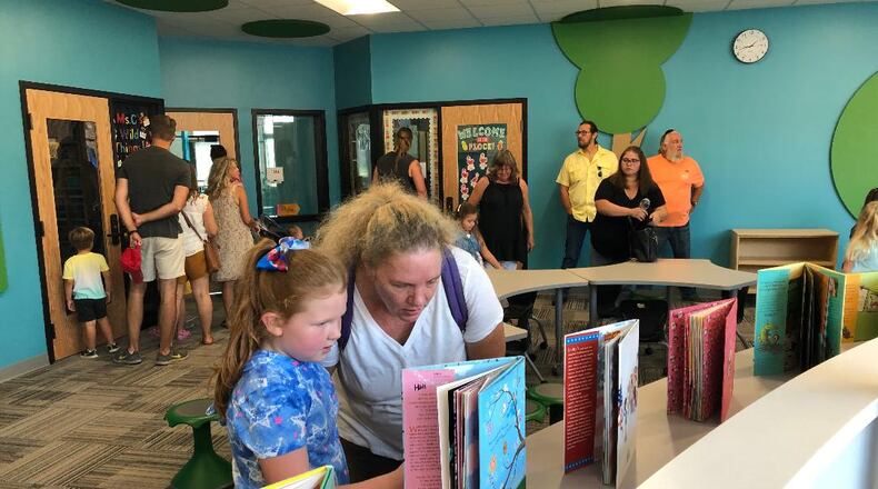 The new library for the Greenon Schools building at an open house Aug. 29, 2021