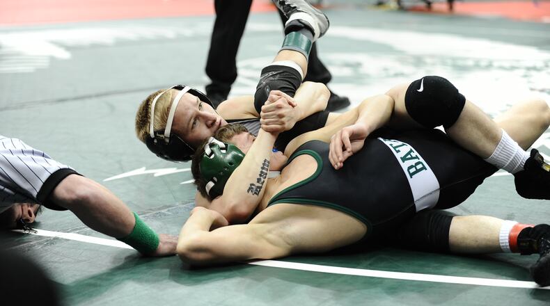 Shawnee senior Kaleb Ream won his third straight consolation match to reach the Division II consolation semifinals at 106 pounds. Ream can finish as high as third and no worse than sixth Saturday. Greg Billing / CONTRIBUTED