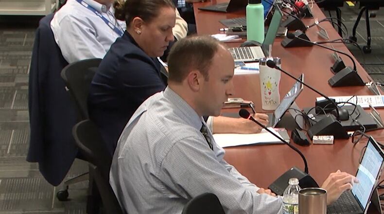 Ohio School Board member Brendan Shea of London discusses his proposed resolution opposing changes to Title IX that would dismantle protections for transgender students at the September 2022 state board of education meeting. Courtesy of The Ohio Channel.