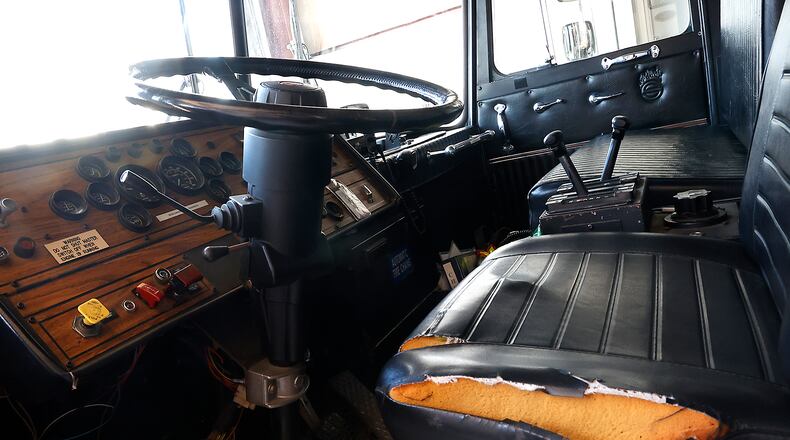 The interior of a 36-year-old Pleasant Twp. fire engine Wednesday, April 12, 2023. The township has a fire levy request before voters on Tuesday, May 2. BILL LACKEY/STAFF