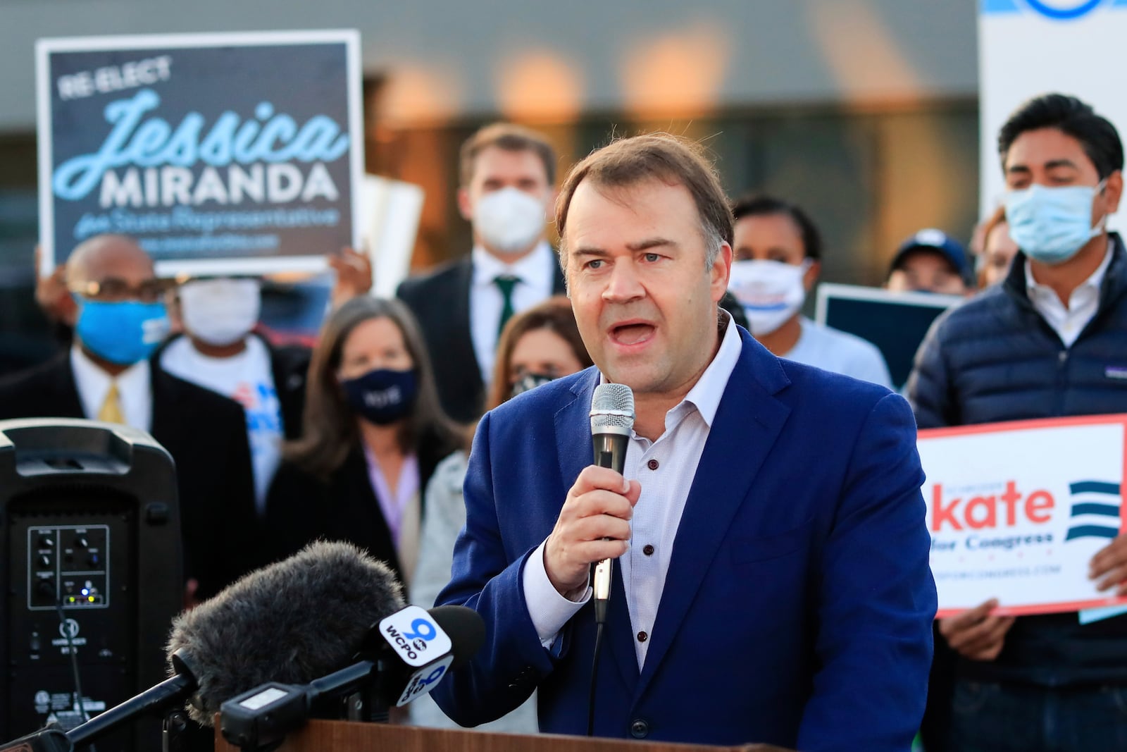 FILE—David Pepper, the chairman of the Ohio Democratic Party, speaks at the Hamilton County Board of Elections on Tuesday, Oct. 6, 2020. (AP Photo/Aaron Doster, File)