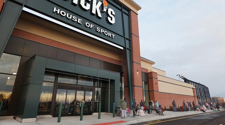 Shoppers waited outside in line for several hours Friday, March 7, 2025 for the grand opening of the new Dick's House of Sport at Fairfield Commons. MARSHALL GORBY\STAFF