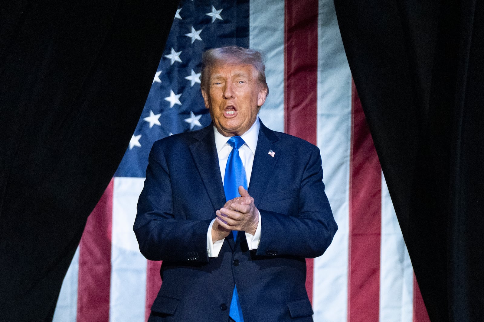 President Donald Trump arrives to give a commencement address at the University of Alabama, Thursday, May 1, 2025, in Tuscaloosa, Ala.(AP Photo/Manuel Balce Ceneta)