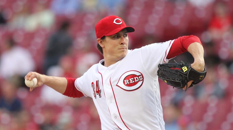 Reds starter Homer Bailey pitches against the Mets on Monday, May 7, 2018, at Great American Ball Park in Cincinnati. David Jablonski/Staff
