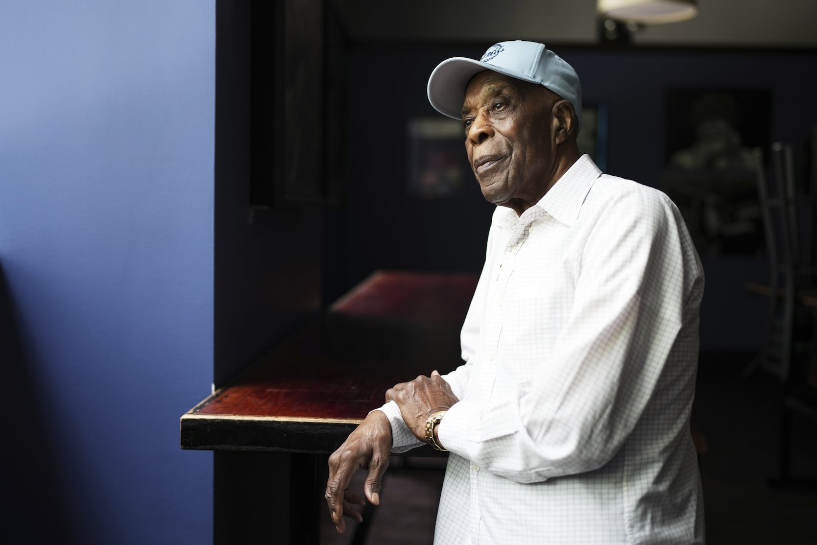 Buddy Guy poses for a portrait at Buddy Guy's Legends in Chicago on Thursday, July 24, 2025. (AP Photo/Nam Y. Huh)