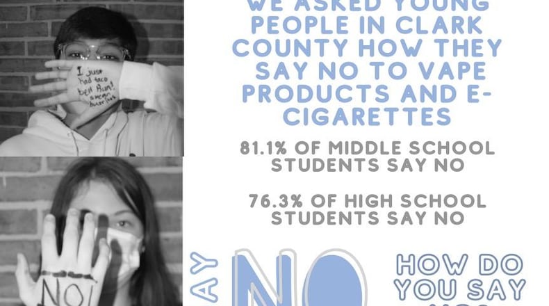 The Springfield youth service group BATS has created an ad campaign showing the risks of vaping. Dina Rulli-Heaphey created this poster using Ridgewood School students. Contributed