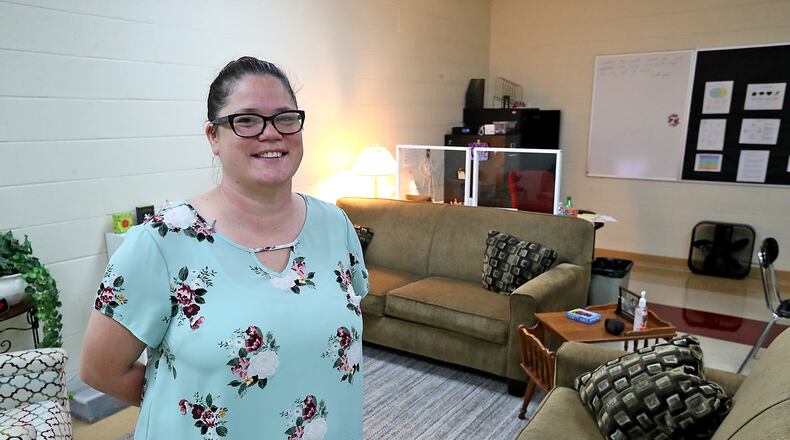 Cassie Svisco, a mental health therapist from Mental Health Services of Clark and Madison Counties, is now assigned to Tecumseh High School. Tecumseh is using relief money to contract with Mental Health Services to place a therapist in the high school, middle school and elementary levels. BILL LACKEY/STAFF