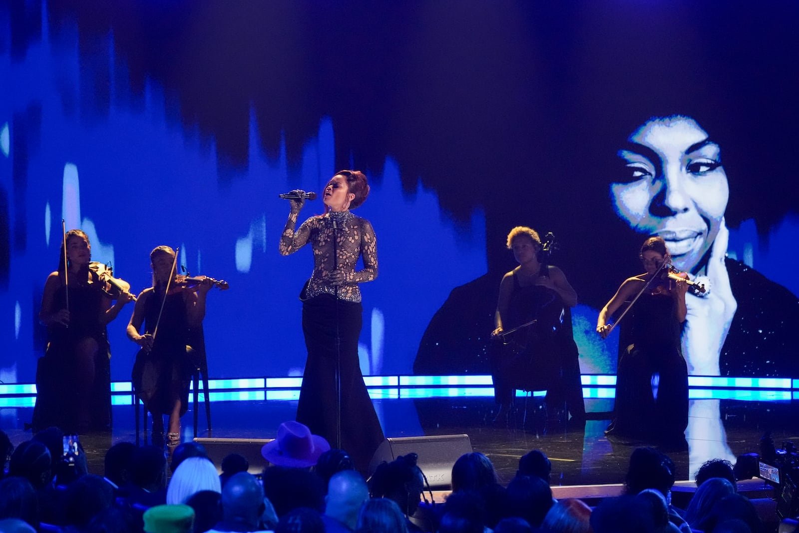 Andra Day performs "Killing Me Softly" during the BET Awards on Monday, June 9, 2025, at the Peacock Theater in Los Angeles. (AP Photo/Chris Pizzello)