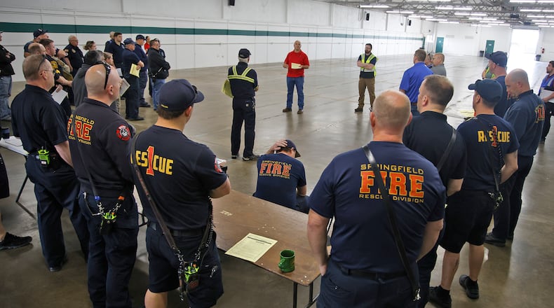 The Clark County Emergency Management Agency (EMA) is looking for community input on a five-year update for its Hazard Mitigation Plan. In this file photo, local emergency personnel participated in the Clark County EMA's full scale exercise Wednesday, May 1, 2024 at the Clark County Fairgrounds. FILE/BILL LACKEY/STAFF