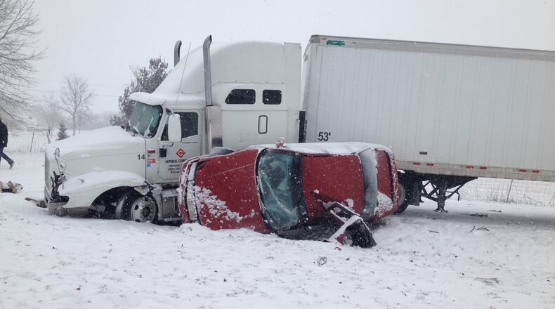 One person suffered serious injuries after a semi-tractor trailer and a pickup truck collided head-on in Springfield.