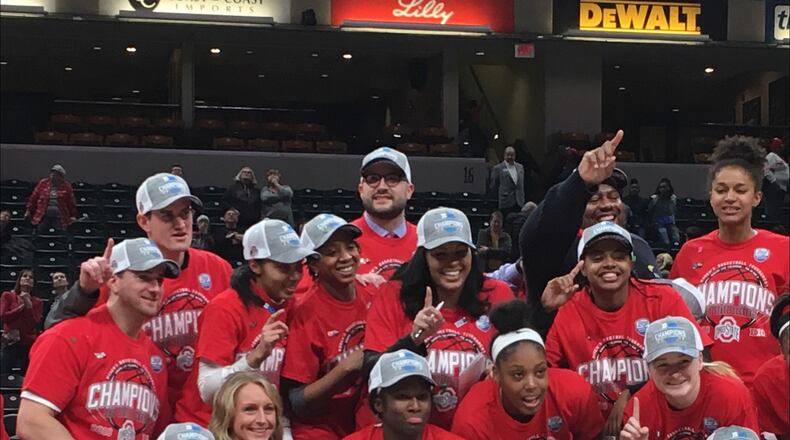 Patrick Klein (center) resigned from the Ohio State women’s basketball coaching staff on Friday, August 2. (Photo: Marcus Hartman/CMG Ohio)