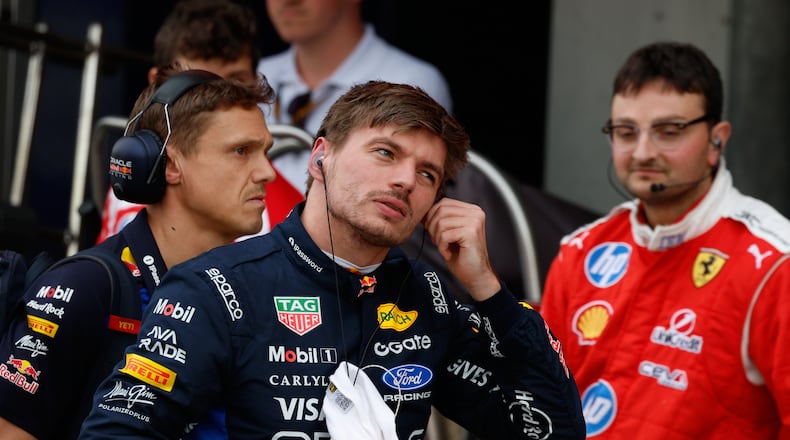 Red Bull driver Max Verstappen of the Netherlands leaves during the qualifying session of the Japanese Formula One Grand Prix at the Suzuka Circuit in Suzuka, Japan, Saturday, March 28, 2026. (Franck Robichon/Pool Photo via AP)