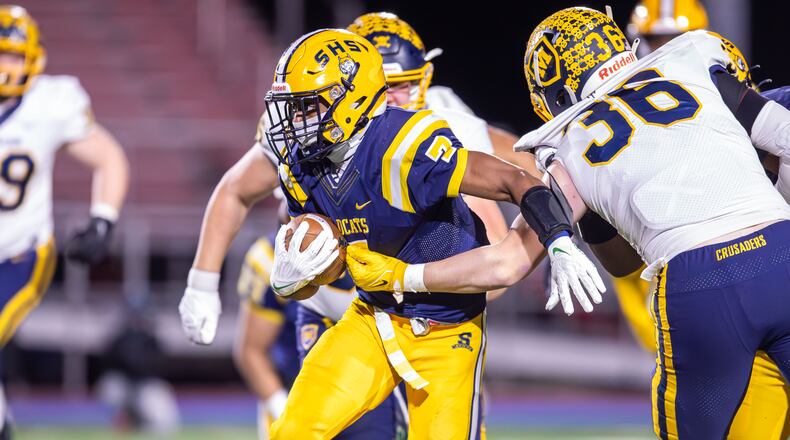 Springfield defeated Moeller 26-19 in overtime at Piqua on Nov. 24, 2023, to reach the Division I state championship game for the third straight season. Michael Cooper/CONTRIBUTED