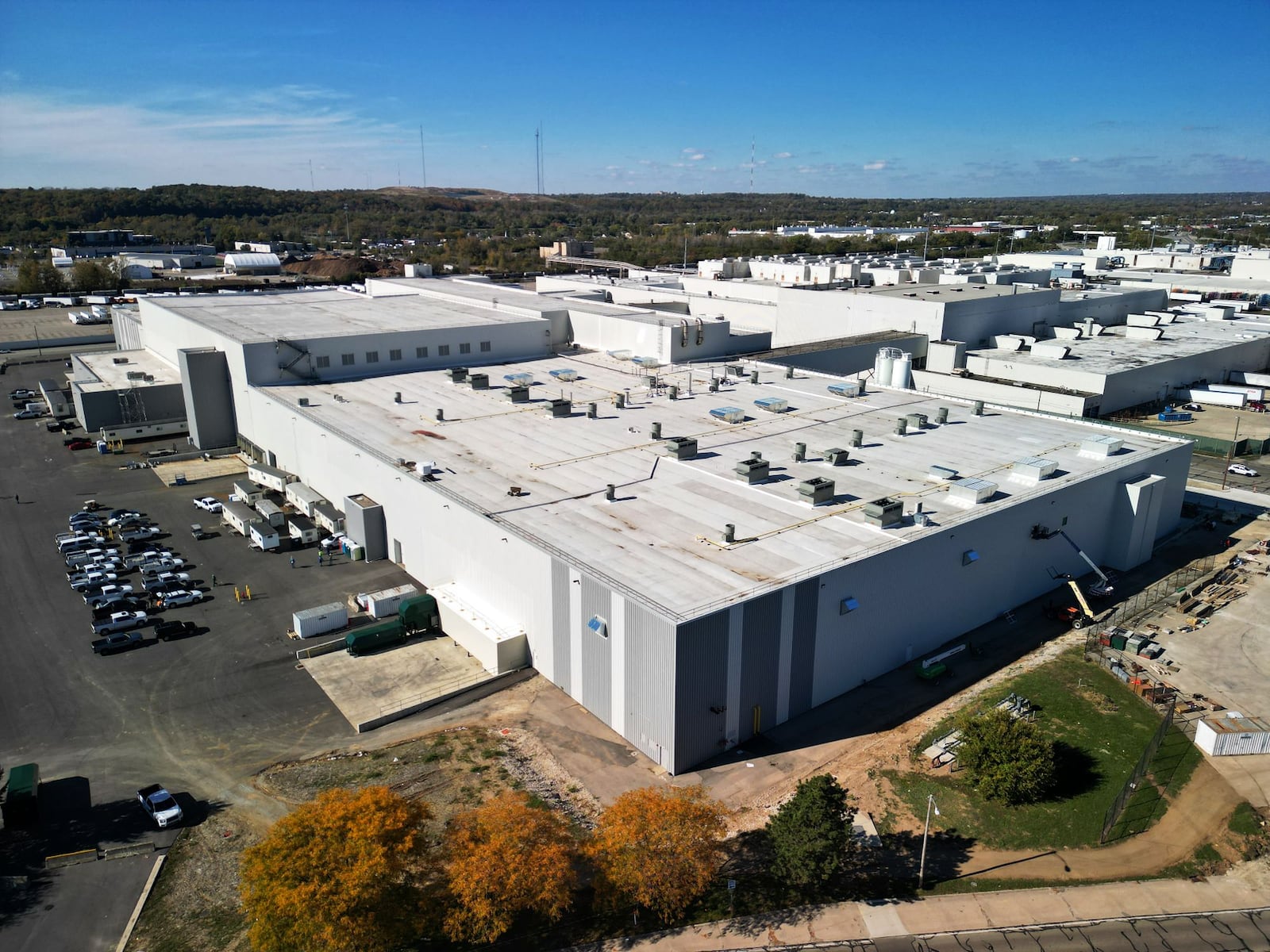 Construction continues on the Shearer's Foods plant at the former General Motors vehicle-painting facility at 4100 Springboro Pike in Moraine Friday, Oct. 24, 2025. Shearer's will begin producing tortilla chips Dec. 1 at the facility followed by corn chips and potato chips in early 2026. NICK GRAHAM/STAFF