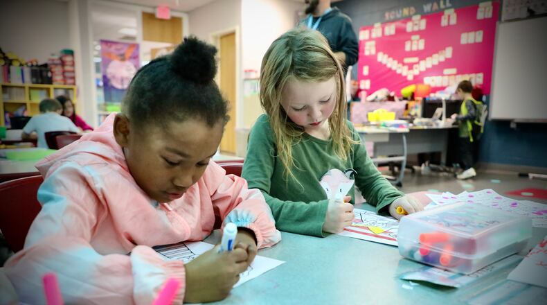 Warder Park-Wayne Elementary School students colored cards for local veterans. Contributed/Springfield City School District