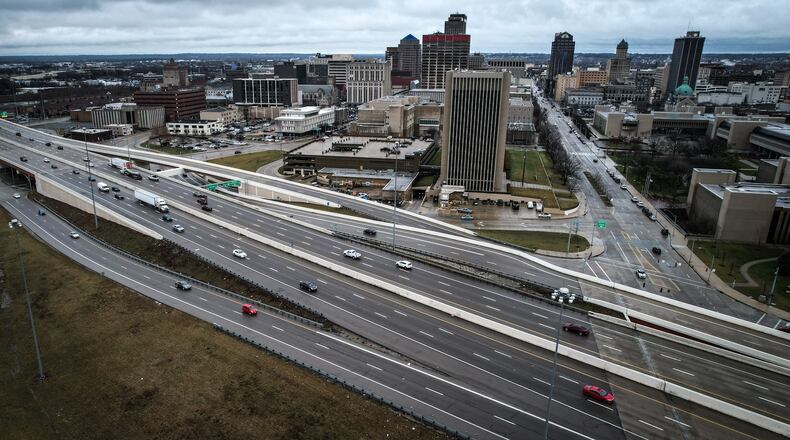 Interstate 75 cuts through the center of Dayton and has had the most distracted driving-related crashes in Ohio in 2022.
Gov. Mike DeWine signed a bill Tuesday morning limiting the use of electronic devices while driving. JIM NOELKER/STAFF