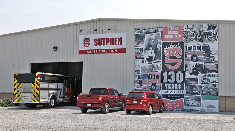 The chassis division of the Sutphen Corporation on County Line Road. The manufacturer is planning to consolidate its operations in the area into one location by building a 160,000 square foot facility in Urbana. BILL LACKEY/STAFF