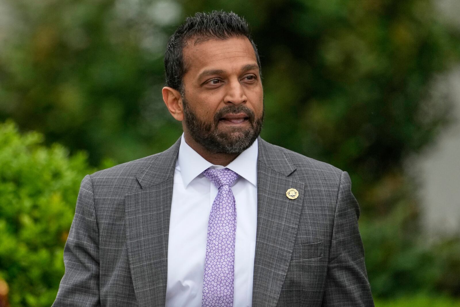 FBI director Kash Patel arrives on the South Lawn of the White House before President Donald Trump and first lady Melania Trump participate in the White House Easter Egg Roll Monday, April 21, 2025, in Washington. (AP Photo/Alex Brandon)