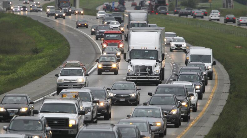 The highways are expected to be busy during the upcoming Labor Day Holiday weekend. This view shows northbound I-75 in Moraine. TY GREENLEES / STAFF