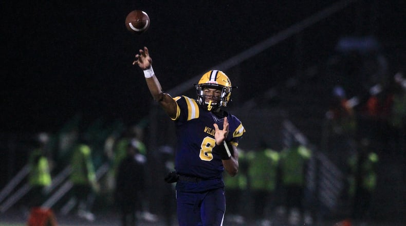 Springfield's Te'Sean Smoot throws a pass against Northmont on Friday, Oct. 22, 2021, at Springfield. David Jablonski/Staff