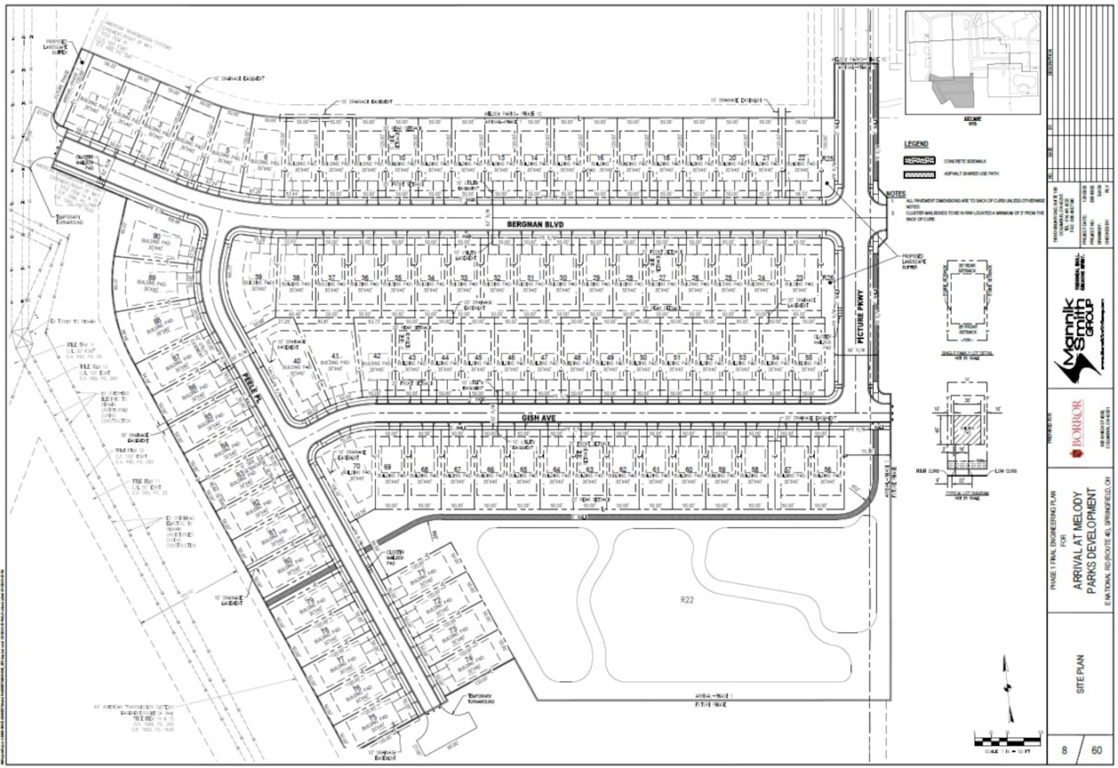 The overall site plan that shows the 90 single-family home lot splits in the Melody Parks development. CONTRIBUTED