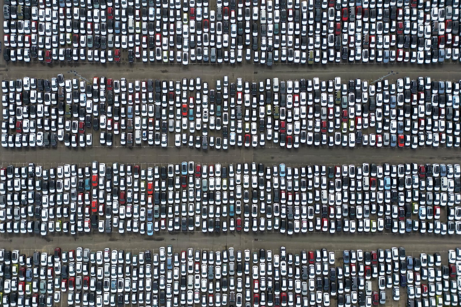 FILE - Cars are parked at Port of Tilbury, England, Wednesday, Feb. 5, 2025. (AP Photo, File)