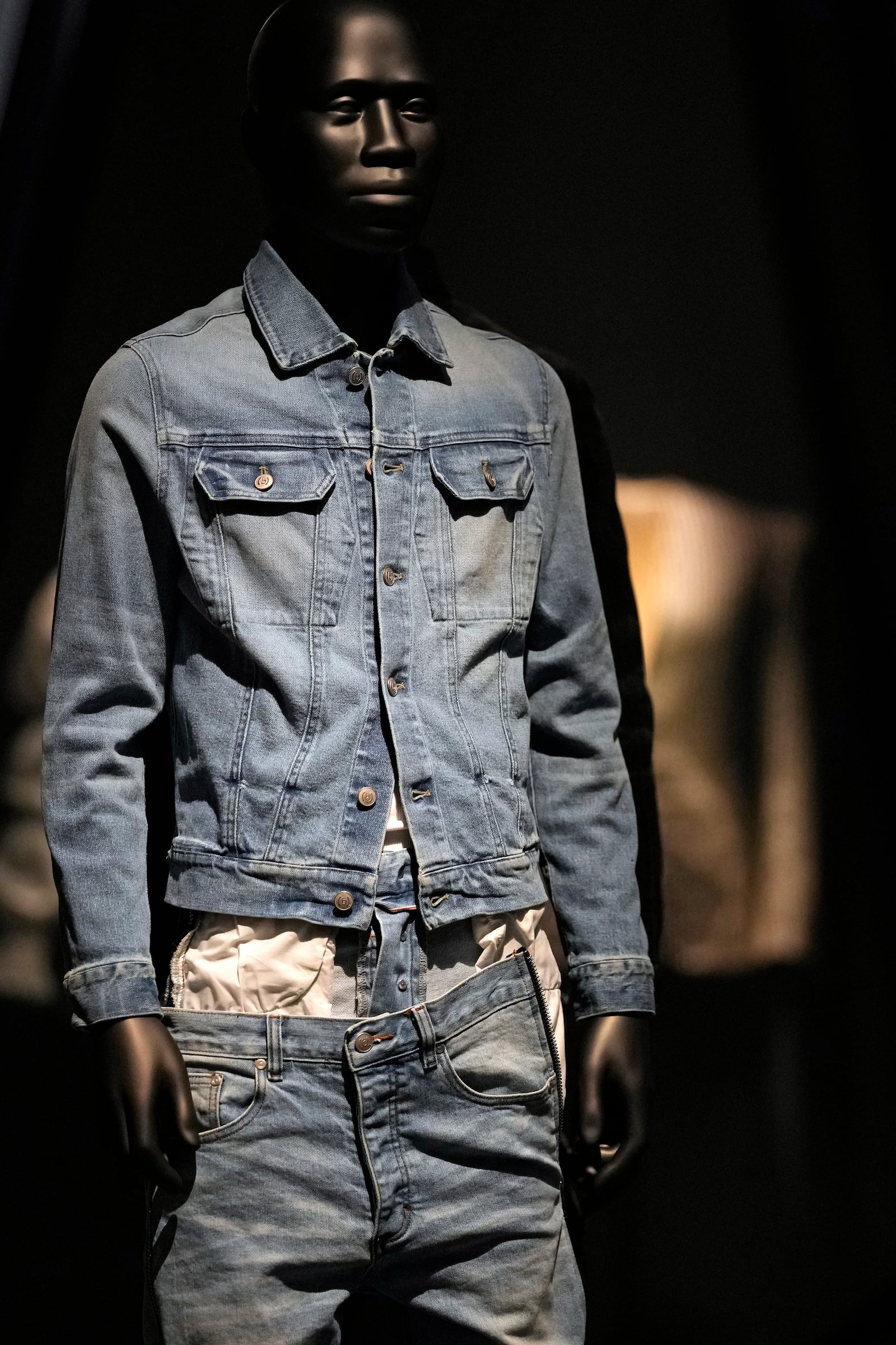 A design by Brick Owens and Dieter Grams for Bstroy and worn by DJ Kool Herc is displayed at the Metropolitan Museum of Art's Costume Institute exhibition, "Superfine: Tailoring Black Style," on Saturday, May 3, 2025, in New York. (Photo by Charles Sykes/Invision/AP)