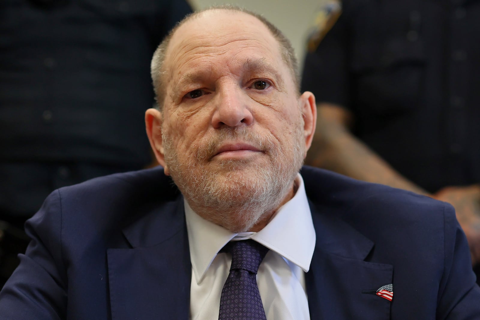 Harvey Weinstein appears in state court in Manhattan for his trial on Thursday, May 1, 2025 in New York. (Michael M. Santiago/Pool Photo via AP)