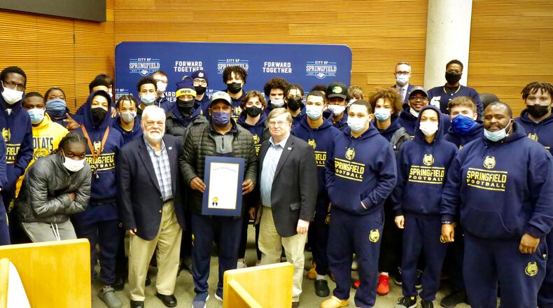 The Springfield High School football team was honored by city officials Mayor Warren Copeland and city commission members who proclaimed Jan. 18 as "Springfield Wildcat Football Team Day". Contributed