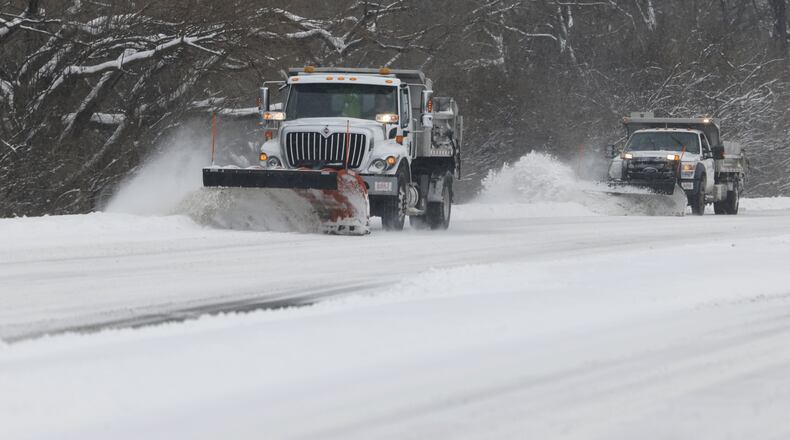 Middletown road crews plow Verity Pkwy. after an overnight snow Monday, Jan. 6, 2025 in Middletown. NICK GRAHAM/STAFF
