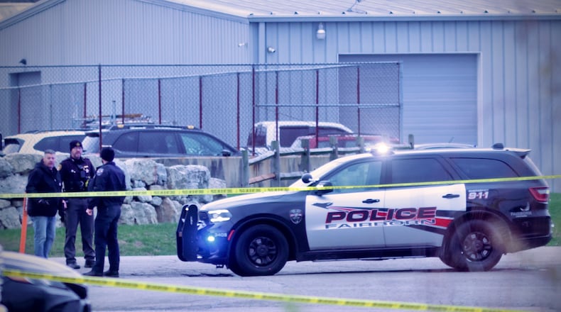 Fairborn Police along with the Greene County and Clark County Sheriff's department outside the Sportsplex the parking lot near Dayton Road on Sunday, Nov. 30, 2025 in Fairborn. MARSHALL GORBY / CONTRIBUTED PHOTO