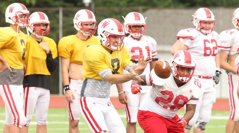 Wittenberg quarterback Jake Kennedy practices on Wednesday, Sept. 12, 2018, at Edwards-Maurer Field in Springfield. David Jablonski/Staff