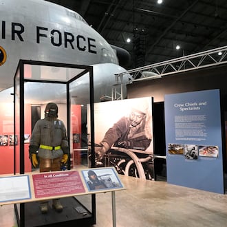 This Enlisted Maintainers element of a newly opened Enlisted Force Exhibit is located in the Korean War Gallery of the National Museum of the U.S. Air Force. The full exhibit, which contains nearly 50 elements, is placed throughout the 10 galleries of the museum.
With the arrival of the jet age after World War II, the Air Force began purchasing equipment and using technical data for troubleshooting. However, when the Korean War began, the newly independent Air Force struggled to provide enough trained personnel.
Maintainers served 12-month tours in Korea. When they gained proficiency with their aircraft, they returned to the U.S. and an inexperienced maintainer took over. Inadequate maintenance, combined with challenges such as rough runways, cold weather, and supply shortages, caused aircraft to deteriorate faster than expected.
In response, the USAF used better-equipped facilities in nearby Japan for Rear Echelon Combined Maintenance Operation (RECMO), which proved successful. (U.S. Air Force photo by Ty Greenlees)