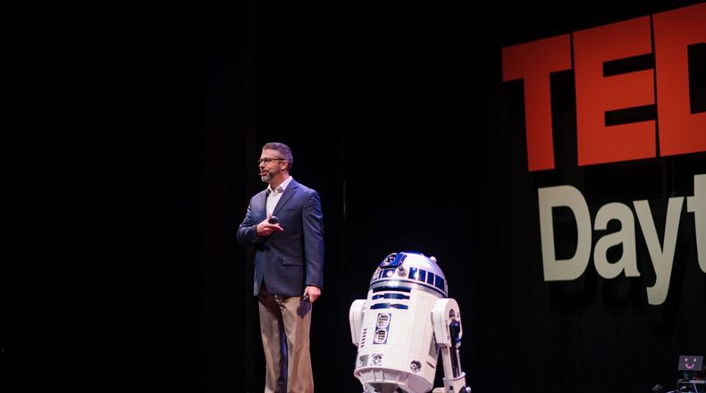 Speakers have been announced for the 2022 TEDxDayton Signature Event. In 2020, Joshua Montgomery (seen here) discussed how building “Star Wars” droids made him a better teacher. CONTRIBUTED