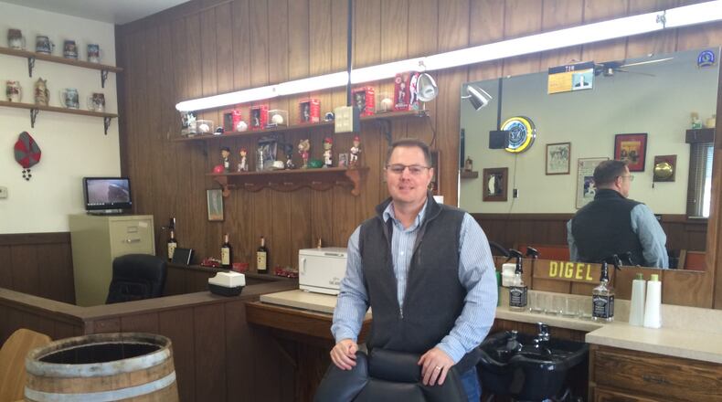 Springfield firefighter Matt Digel is planning to open what he describes as an old fashioned barbershop in February. KATE PATRICK/STAFF