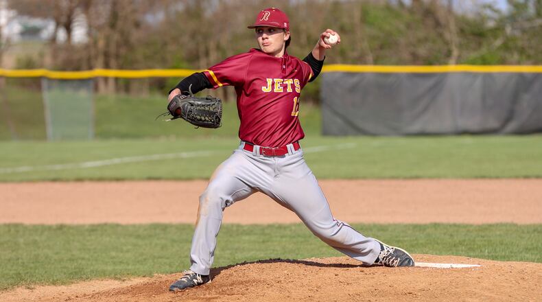 Northeastern High School senior Colton Moone pitches against Fairbanks last season in Springfield. Photo by Michael Cooper