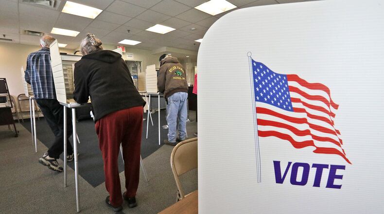 Clark County residents cast their votes early at the Clark County Board of Elections Wednesday, April 27, 2022. BILL LACKEY/STAFF