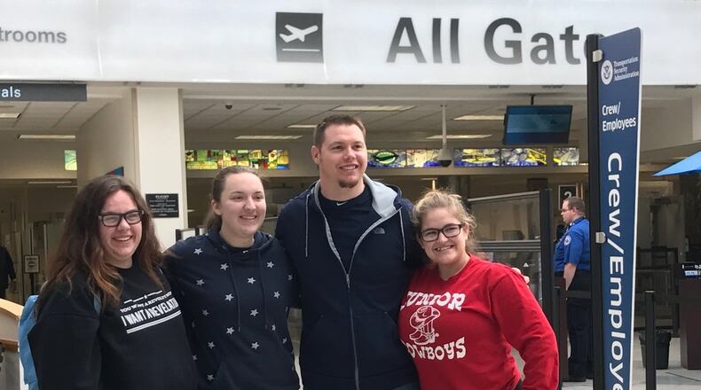 Students and Springfield Government teacher Zach Raines are shown at the Dayton Airport before heading to Washington D.C. Thursday for the presidential inauguration. Contributed photo