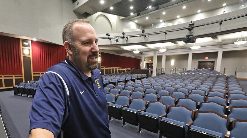 Springfield Schools Superindent Bob Hill talks about the first full school year with the John Legend Theater on Thursday, May 31, 2018. BILL LACKEY/STAFF.
