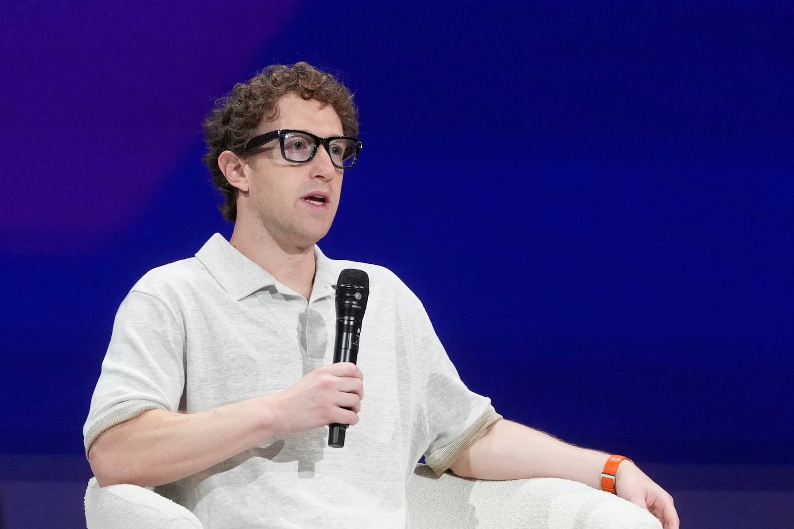 FILE - Meta Founder and CEO Mark Zuckerberg speaks at LlamaCon 2025, an AI developer conference, in Menlo Park, Calif., Tuesday, April 29, 2025. (AP Photo/Jeff Chiu, file)