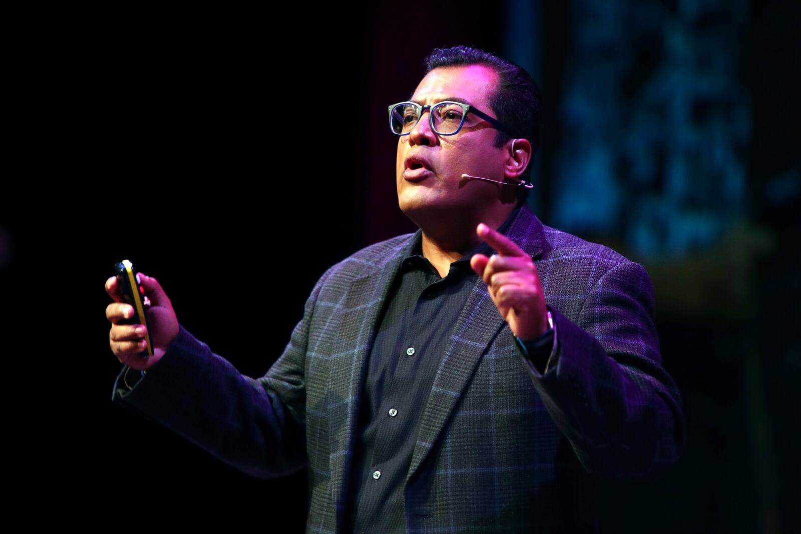 FILE - Nicaraguan political activist Félix Maradiaga on stage during the Oslo Freedom Forum in Oslo, Monday May 27, 2019. (Ryan Kelly/NTB Scanpix via AP, File)