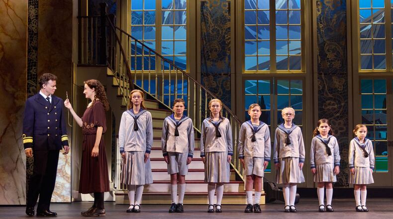 Kevin Earley (Captain Georg von Trapp) and Cayleigh Capaldi (Maria Rainer)
with the von Trapp children in "The Sound of Music." JEREMY DANIEL/CONTRIBUTED