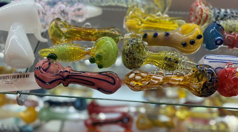 Glass pipes at a Dayton smoke shop. CORNELIUS FROLIK / STAFF