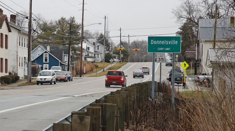 The village of Donnelsville, shown in January 2024, wants to hook into the Clark County water system. BILL LACKEY/STAFF