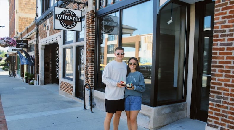 The Blended By J business is coming soon.  Jillian Tedeschi and fiancee Tyler King stand in front of the store. CONTRIBUTED