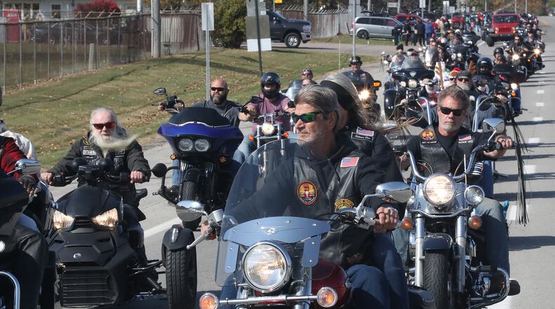 The Highway Hikers 45th Toy Run will be held this Sunday for bikers to travel across Clark County to raise money and collect toys to provide Christmas gifts for local children. In this file photo, more than 3,000 motorcyclist participated in the Highway Hikers 44th Annual Toy Run last year. FILE/BILL LACKEY/STAFF
